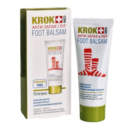 Изображение Бальзам-антиперспирант для ног Krok Med «Анти запах и пот» с противогрибковым эффектом 75 мл
