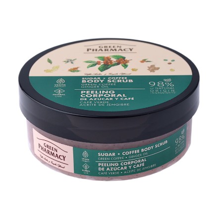 Εικόνα της Sugar - Coffee scrub σώματος Green Pharmacy με πράσινο καφέ και έλαιο τζίντζερ, 200 ml