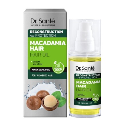 Εικόνα της Λάδι μαλλιών Dr. Sante Macadamia Hair «Αναδόμηση και προστασία», 50 ml