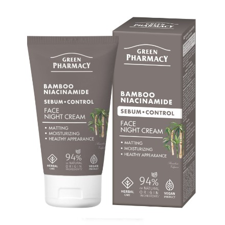 Εικόνα της Κρέμα νύχτας με ματ αποτέλεσμα Green Pharmacy Sebum-Control με Μπαμπού και Νιασιναμίδη, 50 ml