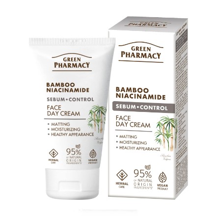 Εικόνα της Κρέμα ημέρας με ματ αποτέλεσμα Green Pharmacy Sebum-Control με Μπαμπού και Νιασιναμίδη, 50 ml