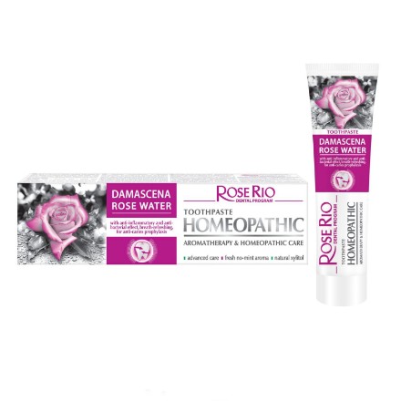 Εικόνα της Οδοντόκρεμα Rose Rio Homeopathic με βιολογικό ροδόνερο & ξυλιτόλη, 65 ml