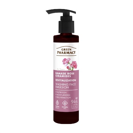 Εικόνα της Γαλάκτωμα καθαρισμού προσώπου Green Pharmacy Revitalization με Δαμασκηνό Τριαντάφυλλο & Κεραμίδια, 150 ml
