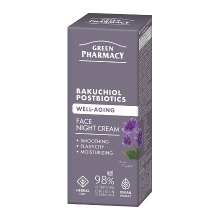 Εικόνα της Κρέμα προσώπου νύχτας Green Pharmacy Well-Aging με Bakuchiol & Postbiotics, 50 ml