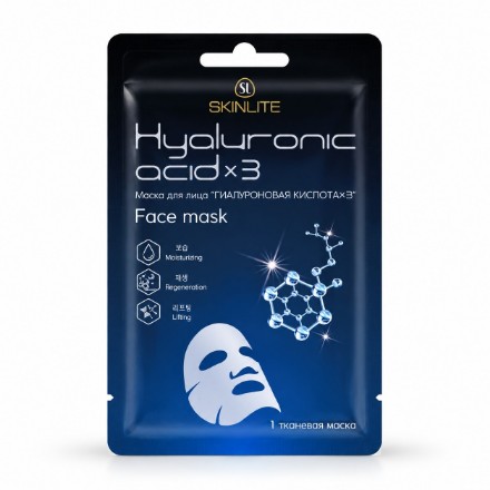 Изображение Увлажняющая тканевая маска для лица Skinlite Skinlite Hyaluronic acid x 3, 23 г